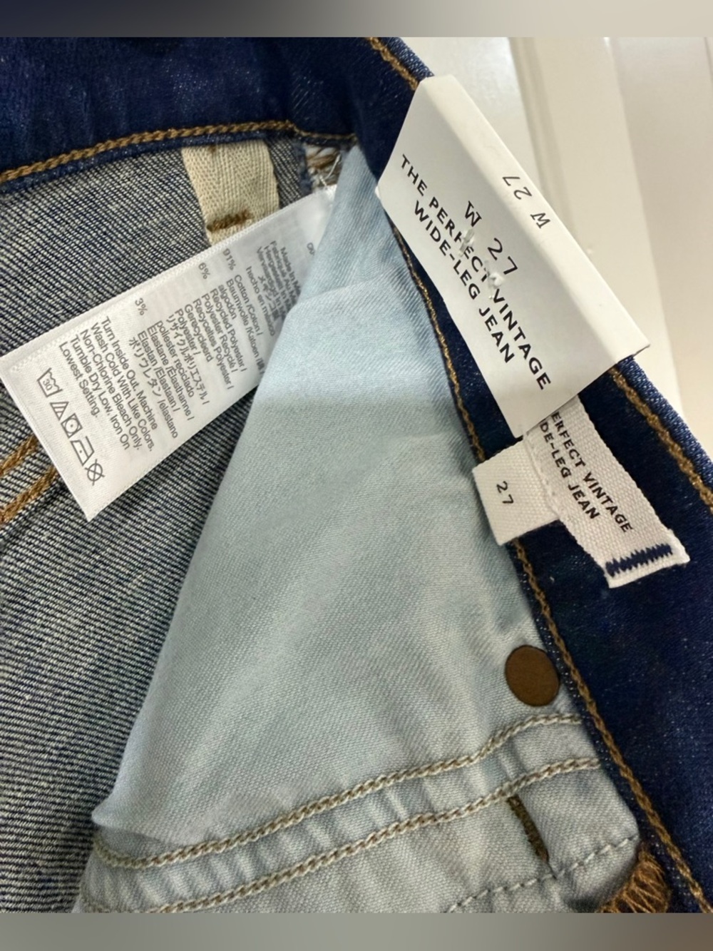Madewell Perfect Vintage Wide Leg Jeans 27 Harvey Wash High Rise Stretch - Picture 11 of 13